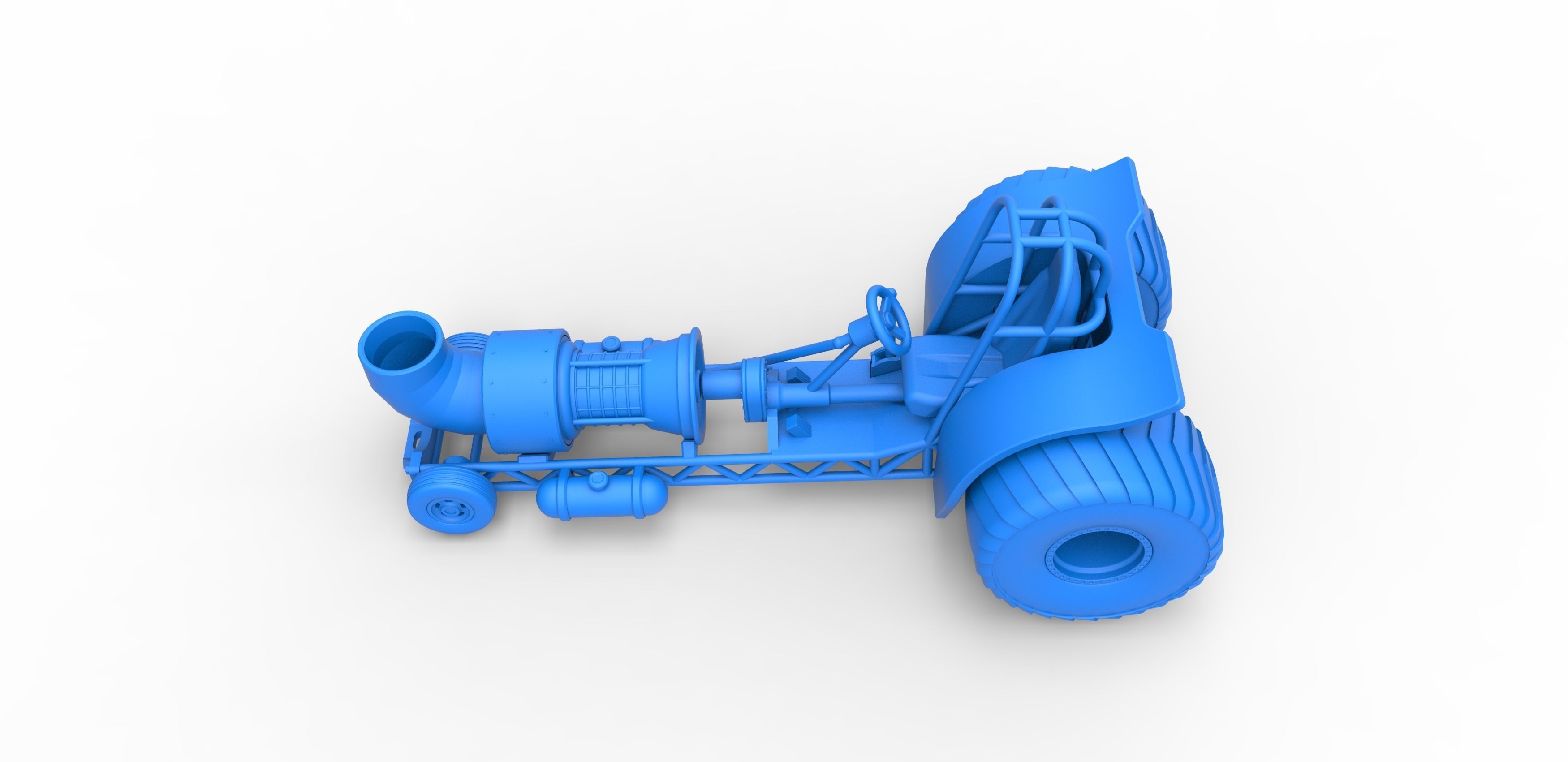 Mini Rod pulling tractor with jet engine 2 Scale 1 to 25 3D print model_21