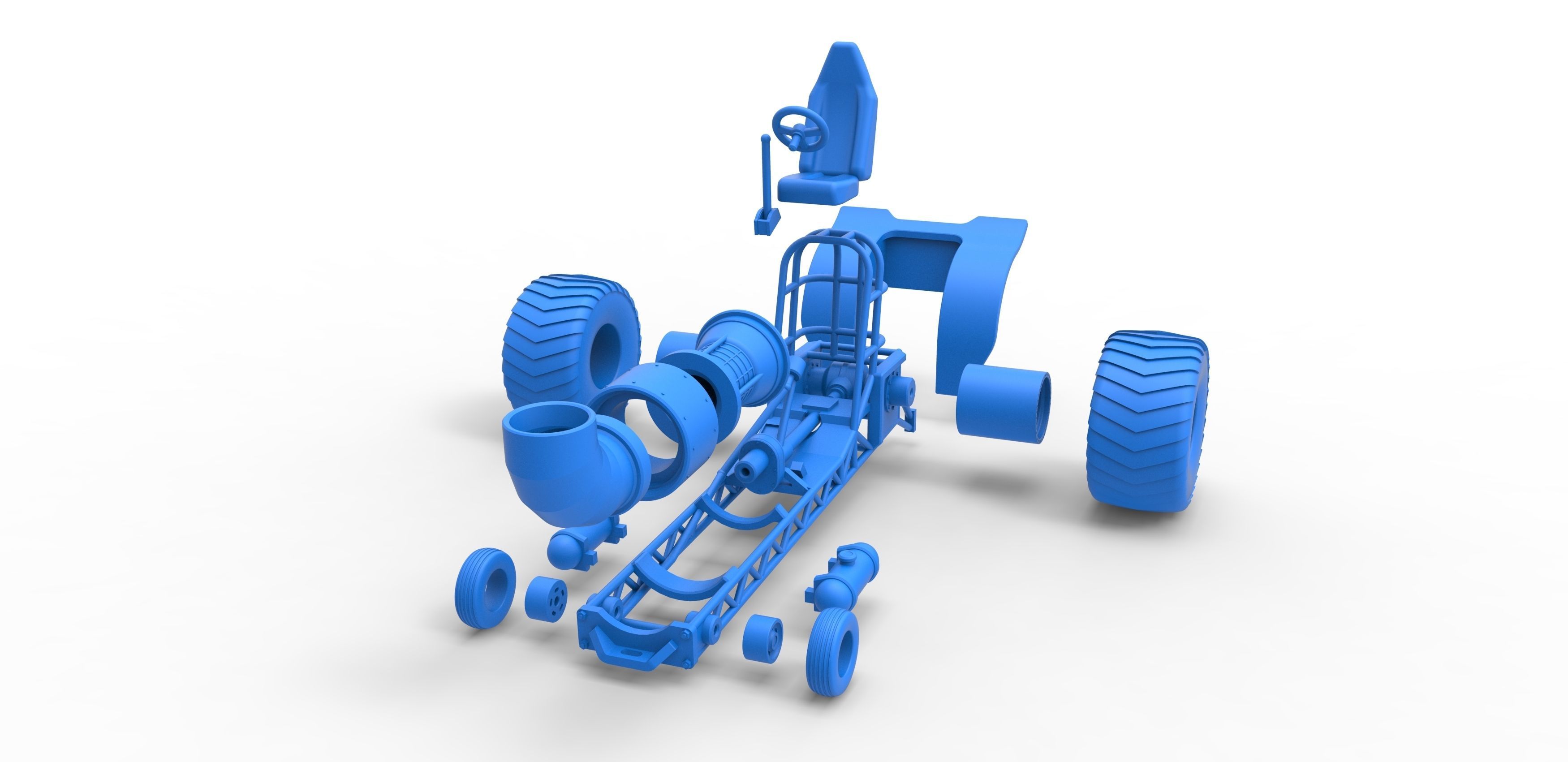 Mini Rod pulling tractor with jet engine 2 Scale 1 to 25 3D print model_29