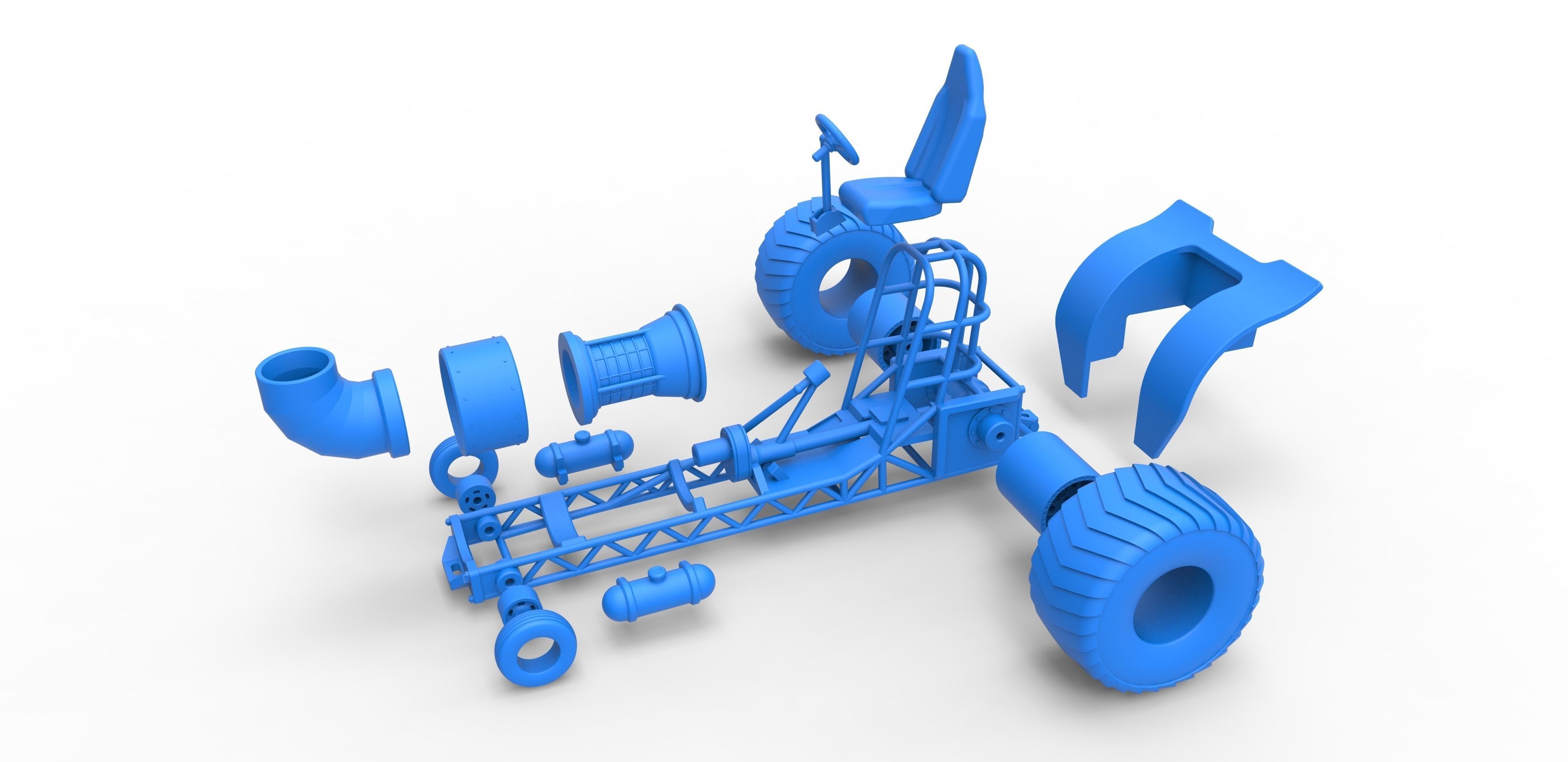 Mini Rod pulling tractor with jet engine 2 Scale 1 to 25 3D print model_27