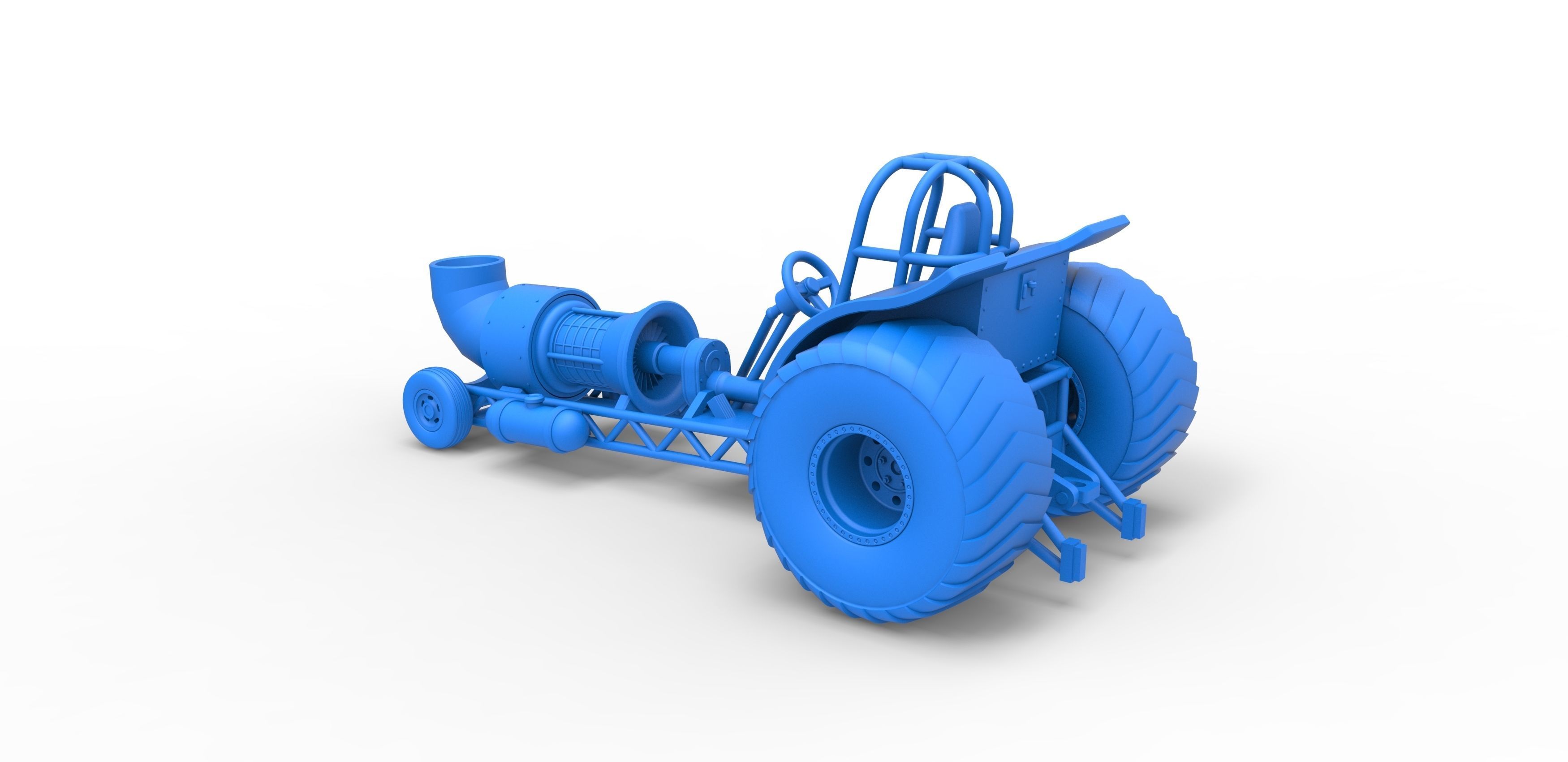 Mini Rod pulling tractor with jet engine 2 Scale 1 to 25 3D print model_23