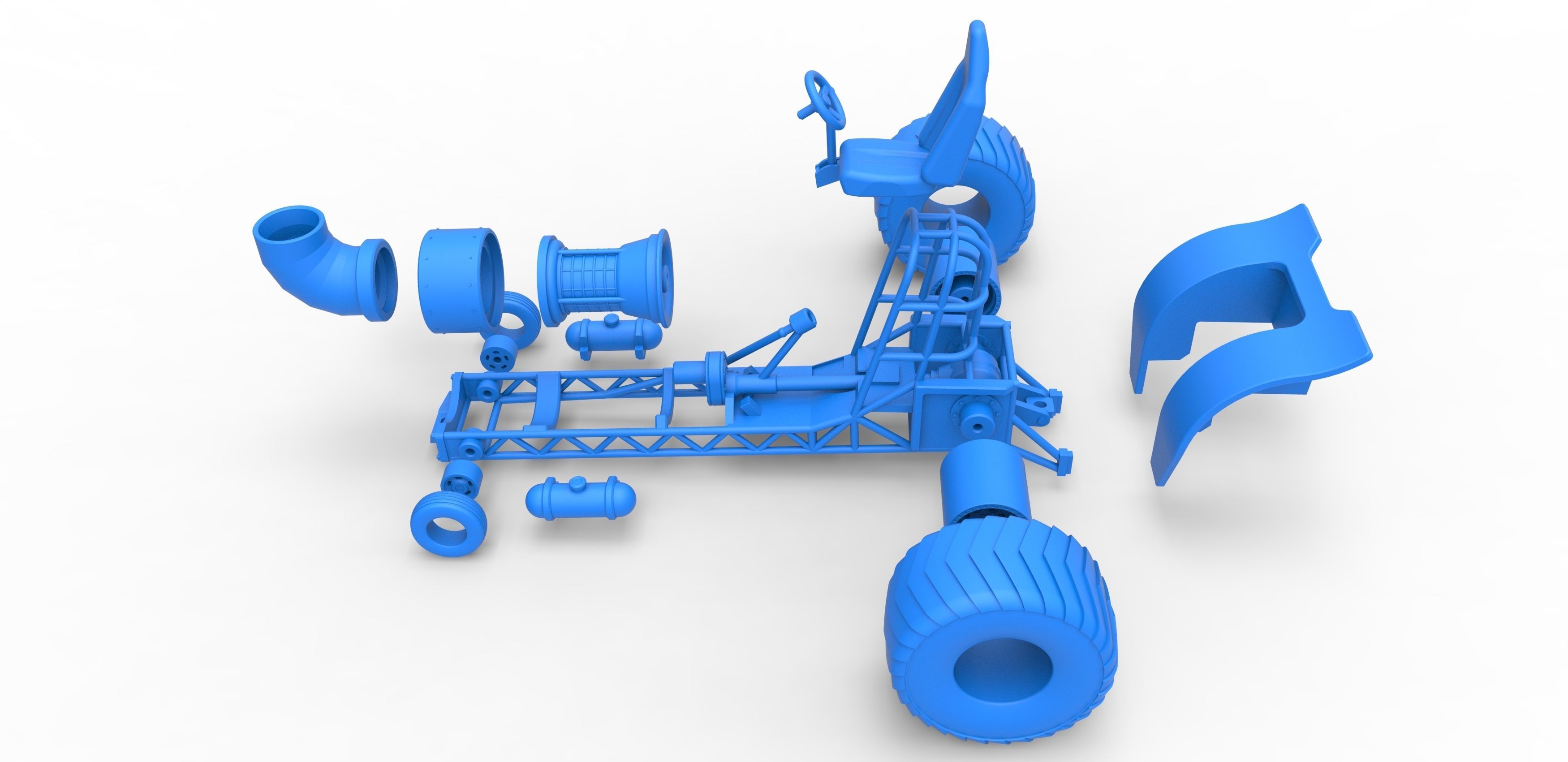 Mini Rod pulling tractor with jet engine 2 Scale 1 to 25 3D print model_31