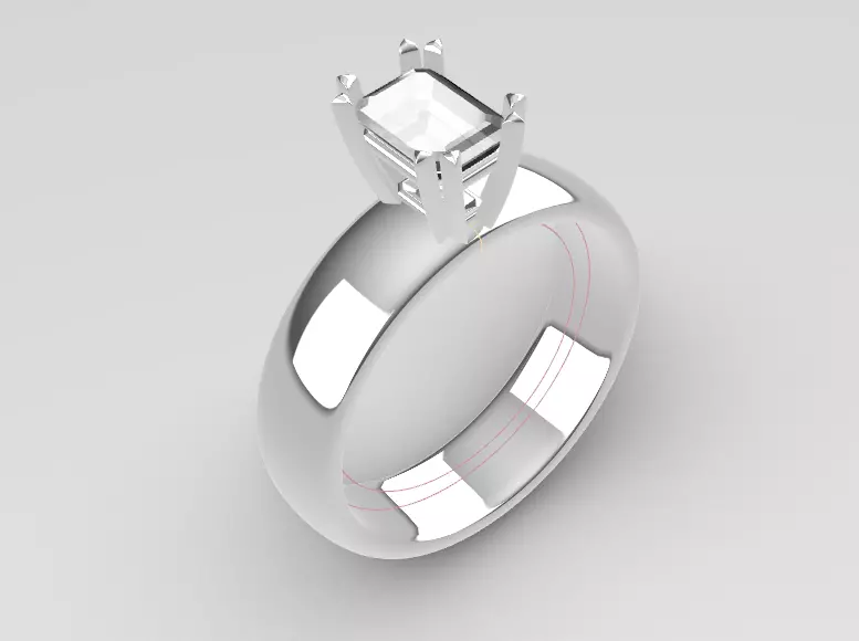 Emerald Cut Diamond Ring 3D print model_0