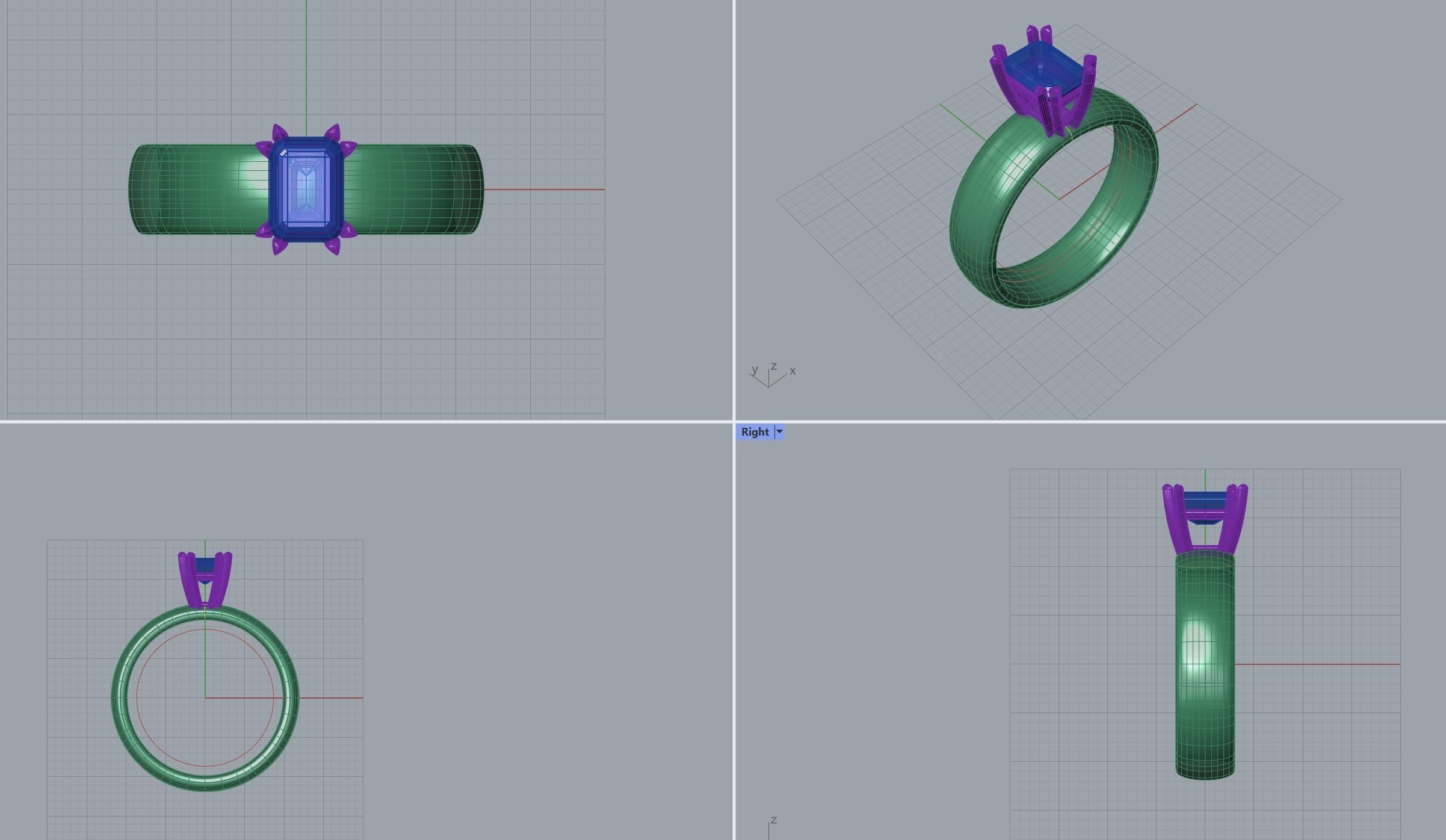 Emerald Cut Diamond Ring 3D print model_6