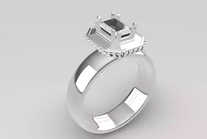 Halo Emerald Cut Diamond Ring