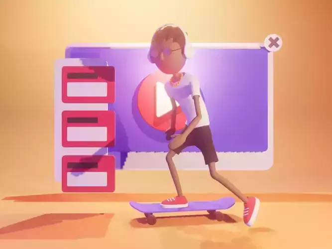 Skater 3D model Render in blender Low-poly 3D model