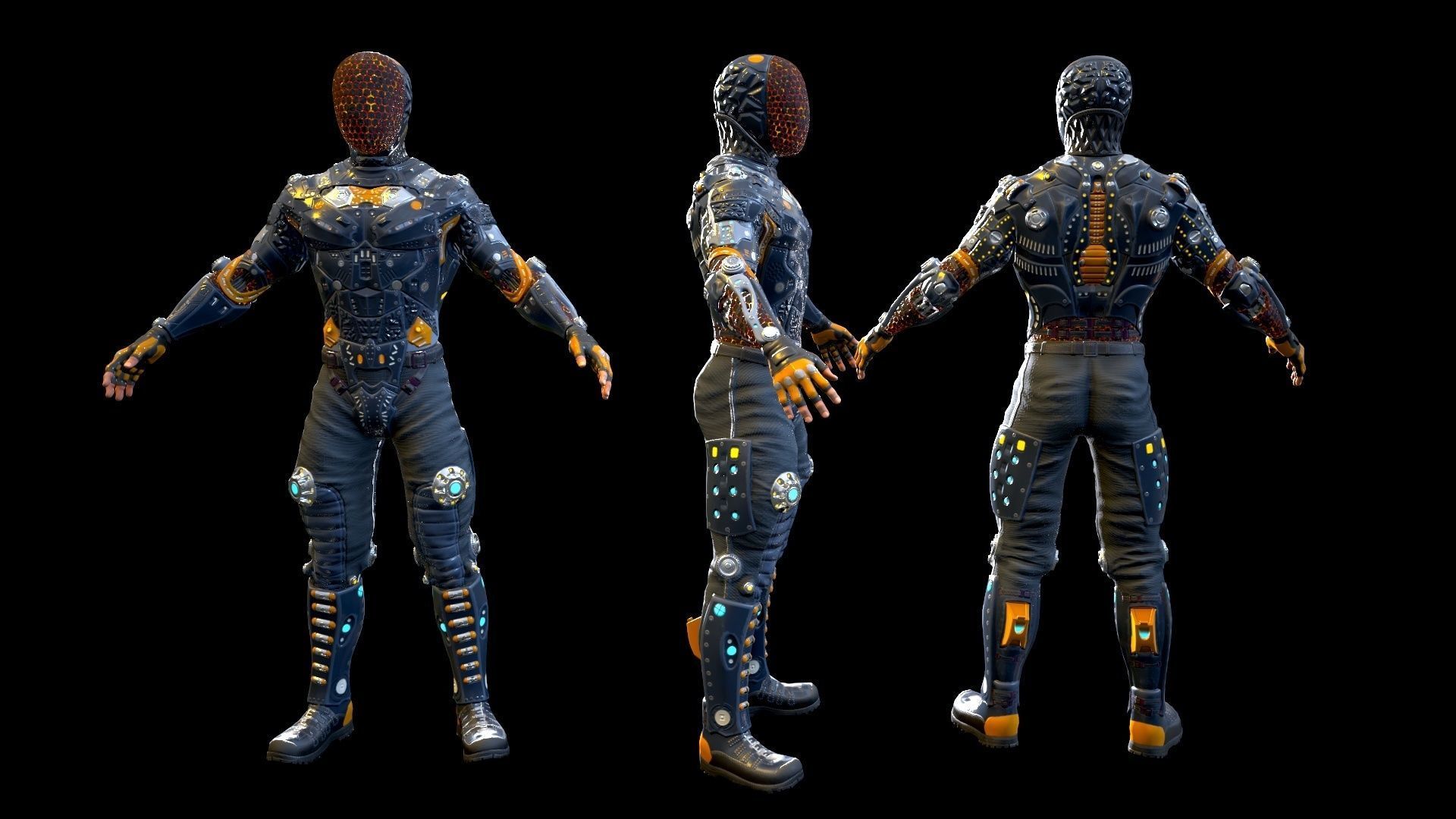 Sci-fi character 2 Low-poly 3D model_12