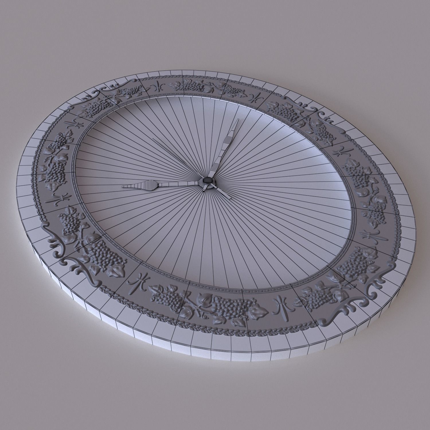 Decorated Clock Low-poly 3D model_4