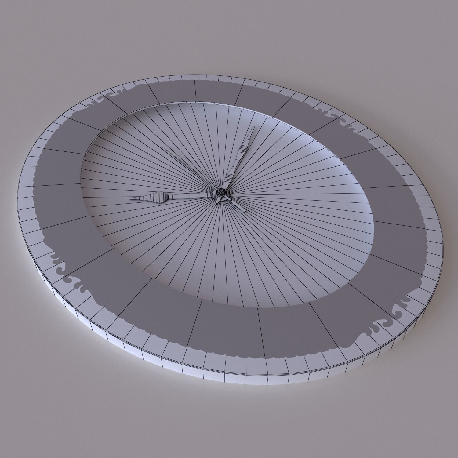 Decorated Clock Low-poly 3D model_3