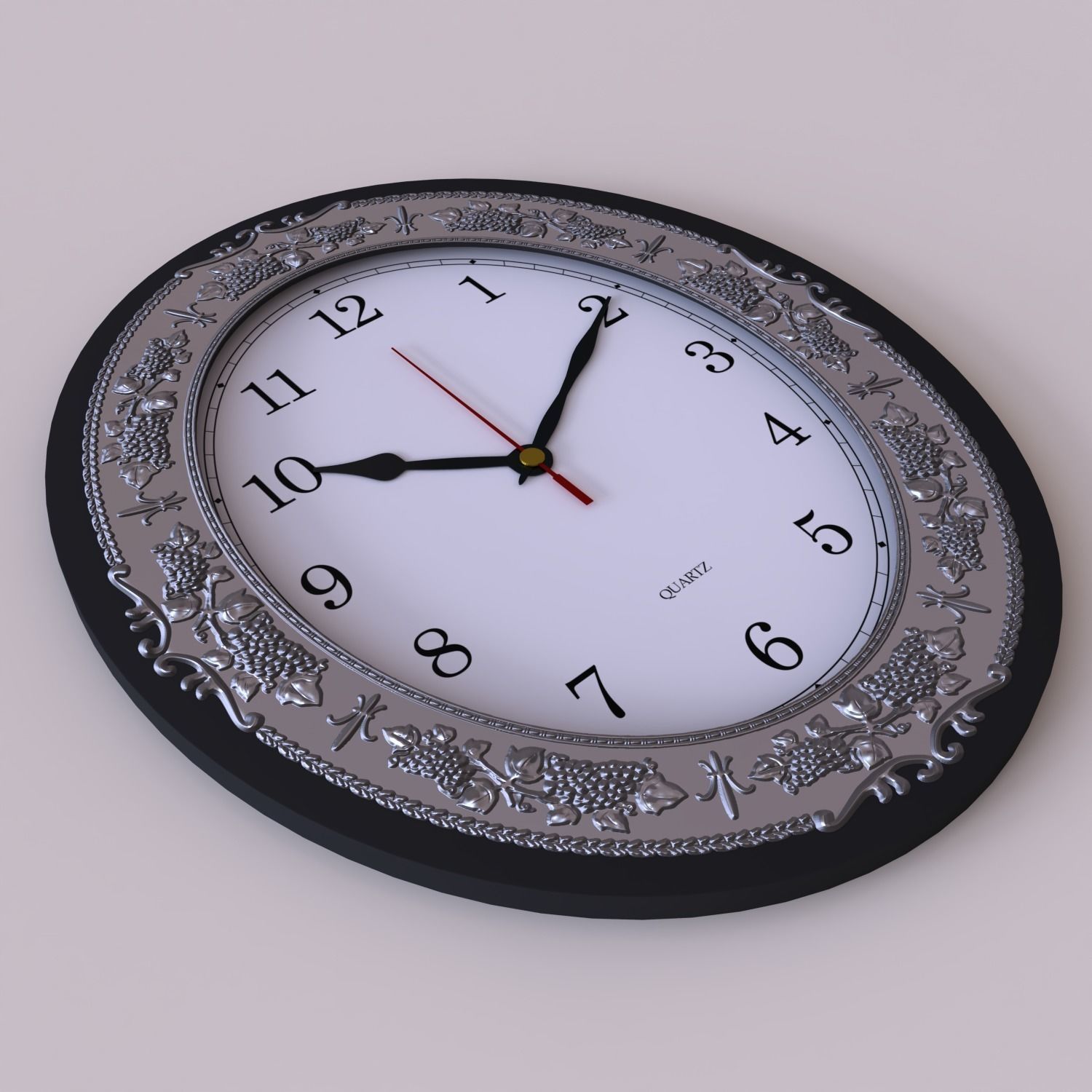 Decorated Clock Low-poly 3D model_1