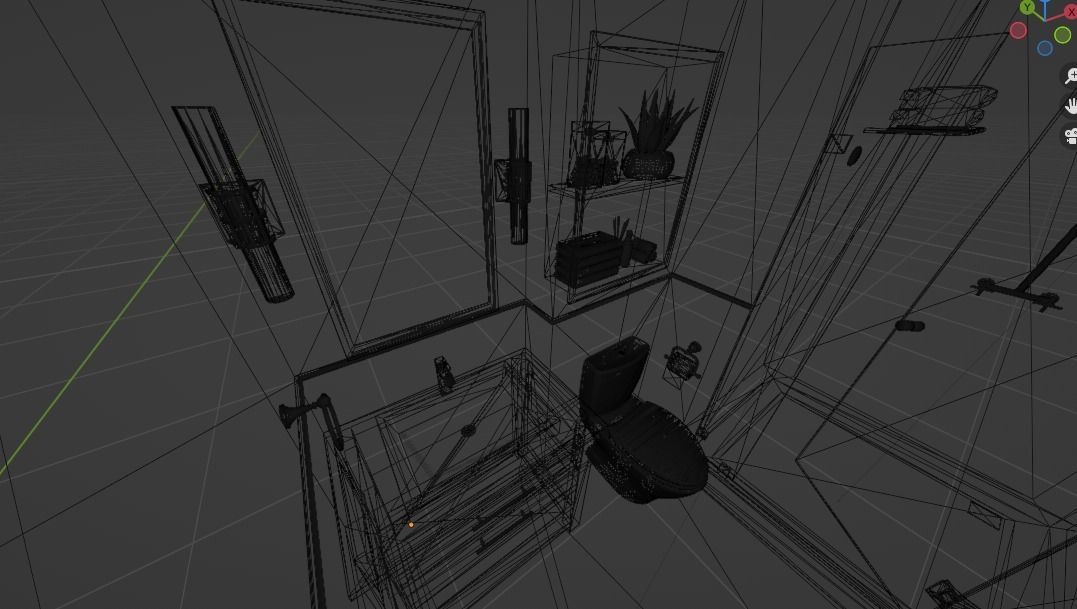 Toilet bathroom with walls and marble floors 3D model_6