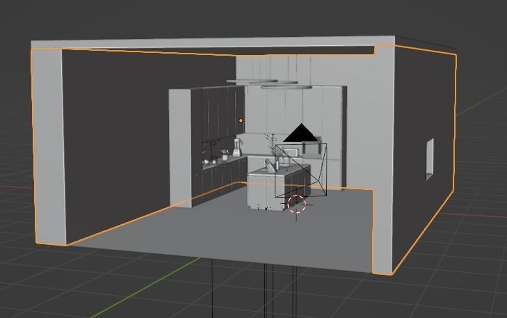 Contemporary Kitchen scene 3D model_4