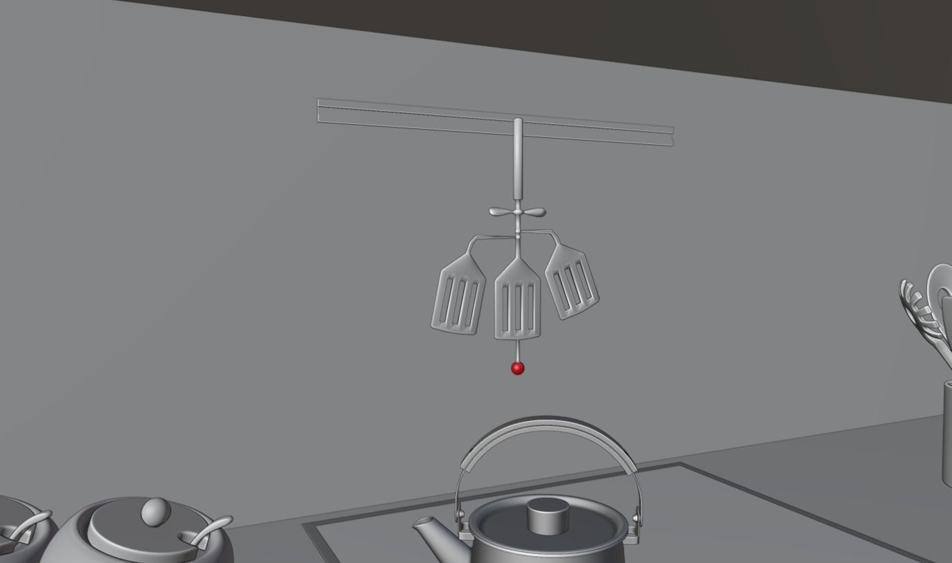 Contemporary Kitchen scene 3D model_3