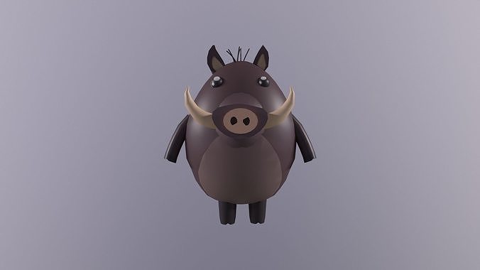 Pig LowPoly warthog Free low-poly 3D model