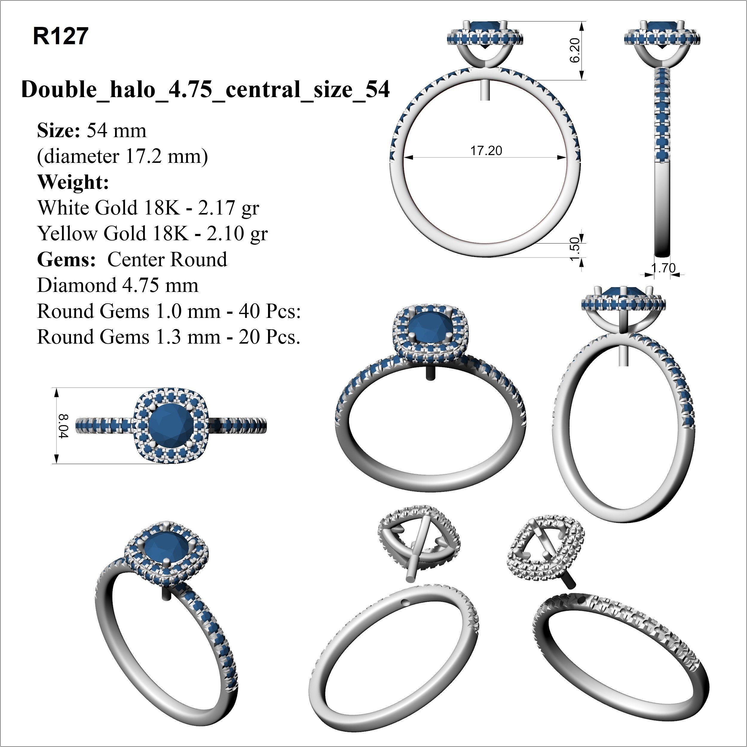 Double Halo Ring 3D print model_6