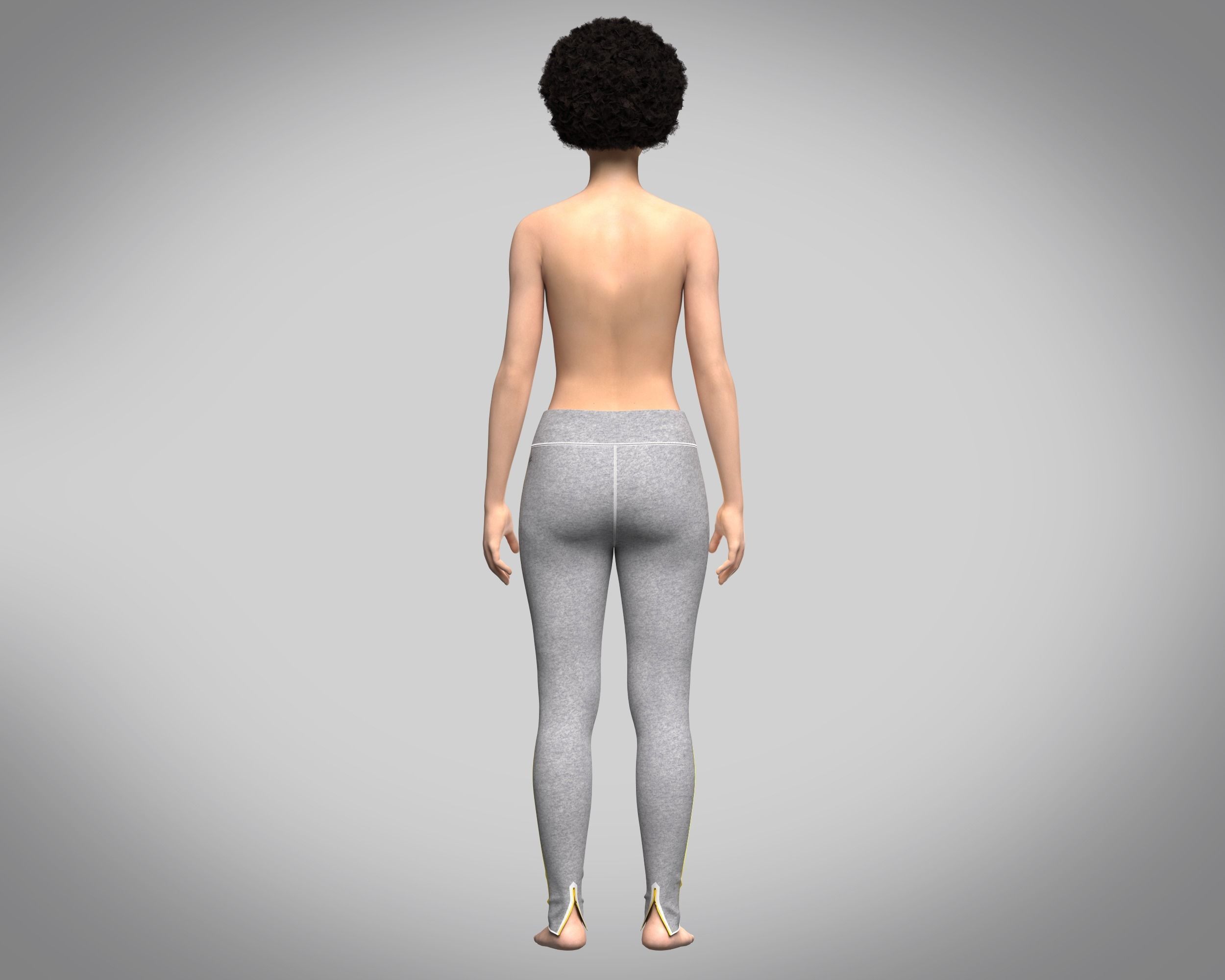 Ladies GYM Leggings-Grey Melange  3D model_7