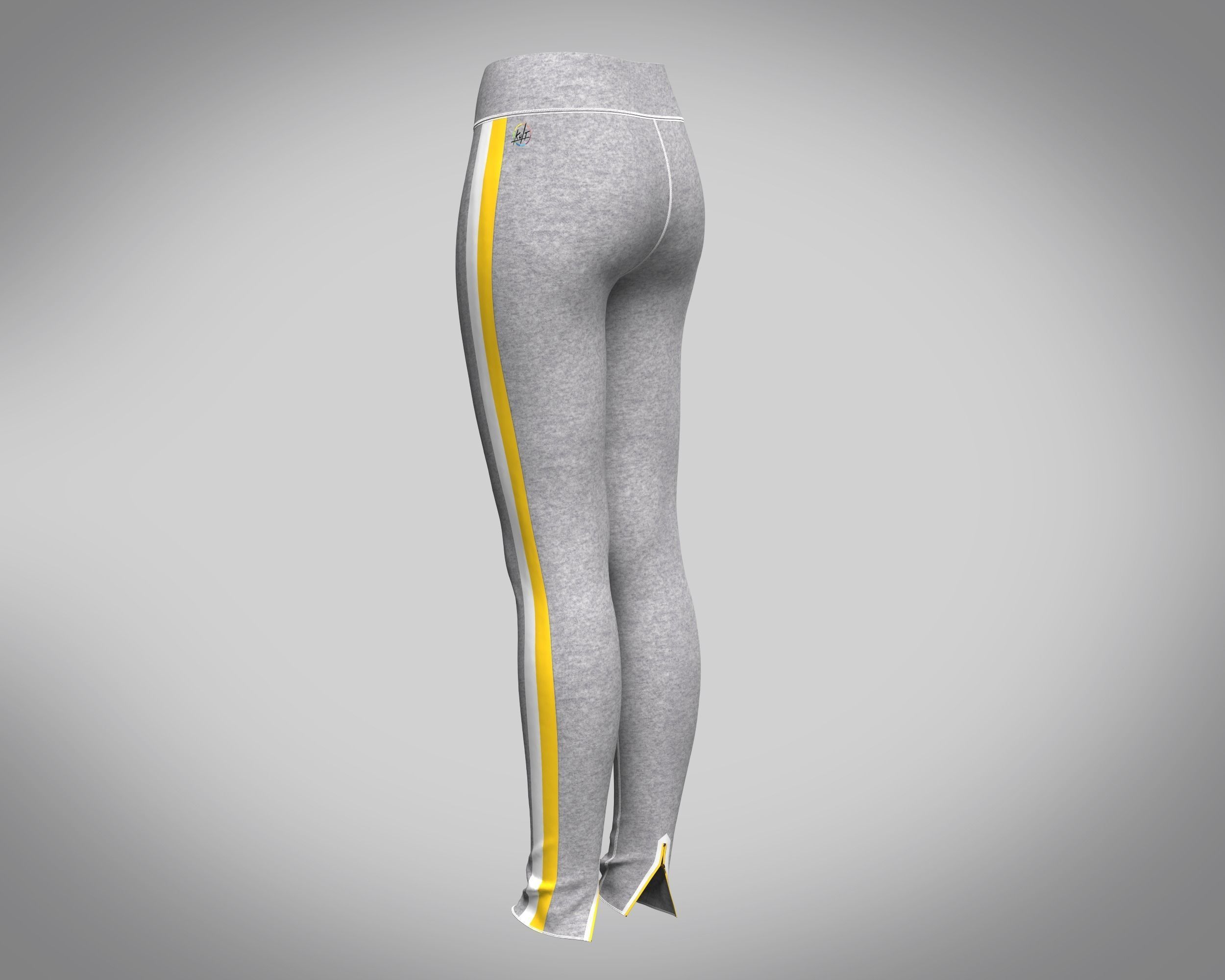 Ladies GYM Leggings-Grey Melange  3D model_4