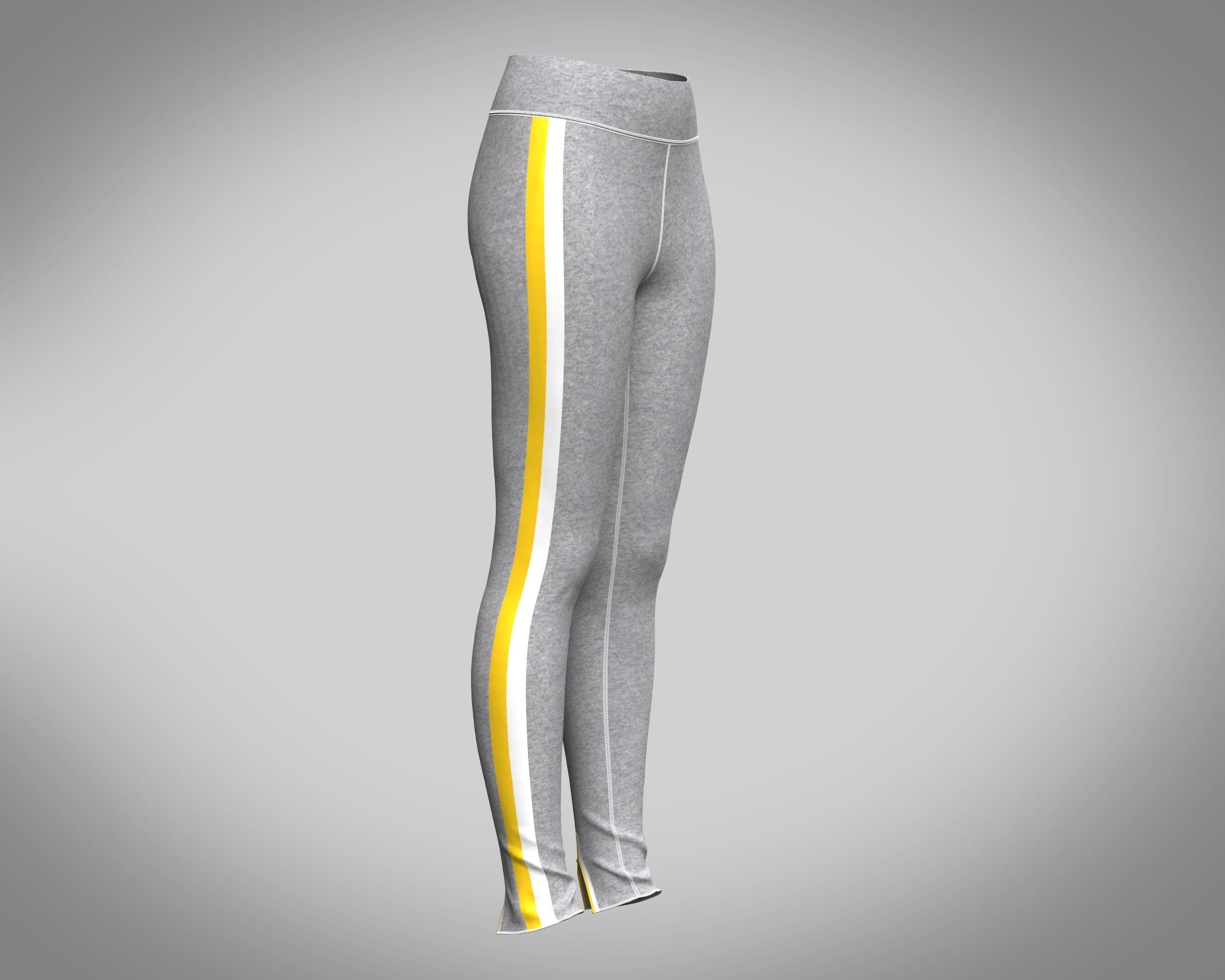 Ladies GYM Leggings-Grey Melange  3D model_1