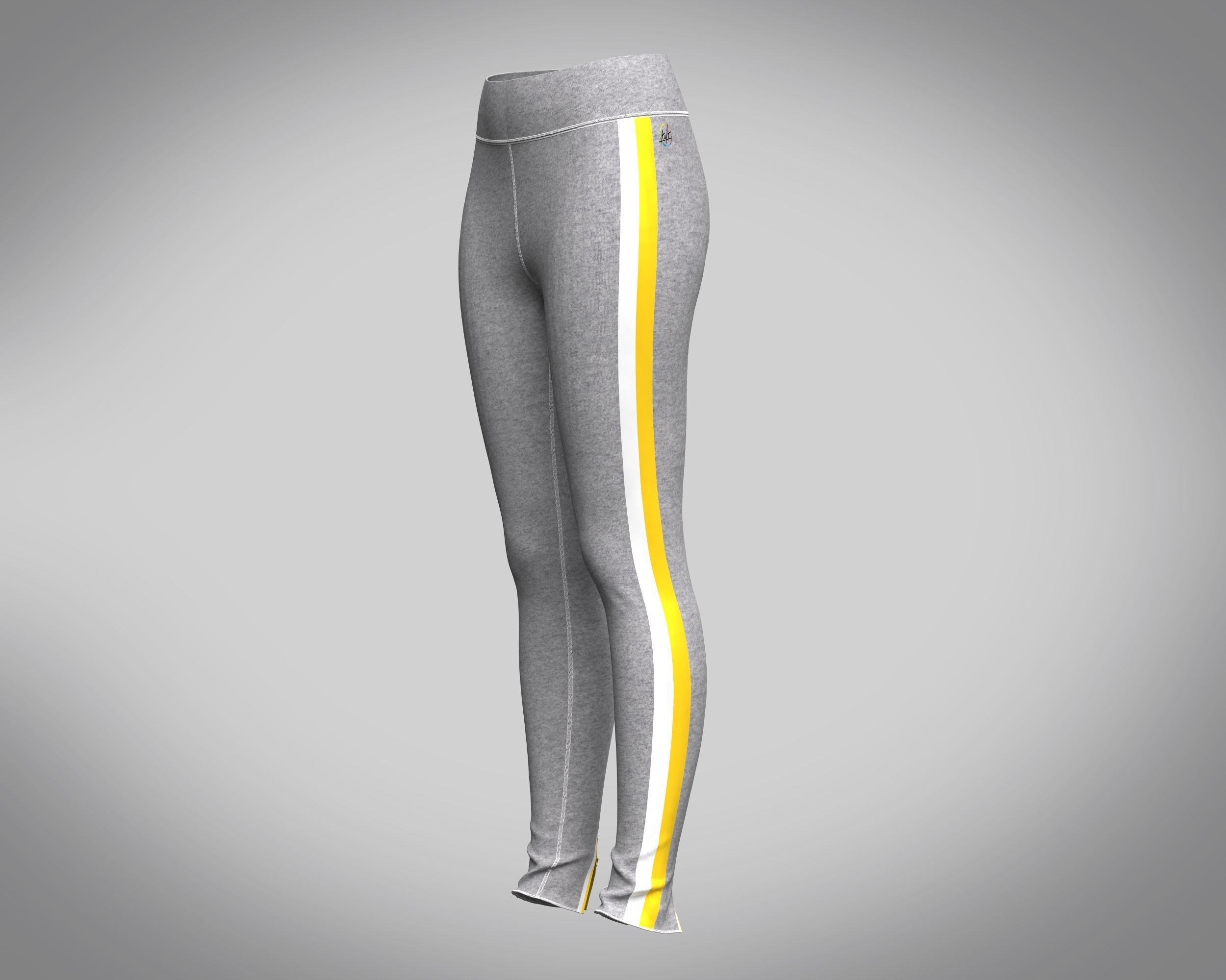 Ladies GYM Leggings-Grey Melange  3D model_5