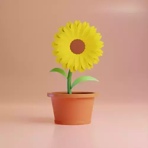 Sunflower 3D model in pot