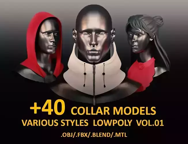 43 COLLAR MODELS  VARIOUS STYLES     LOWPOLY   VOL 01