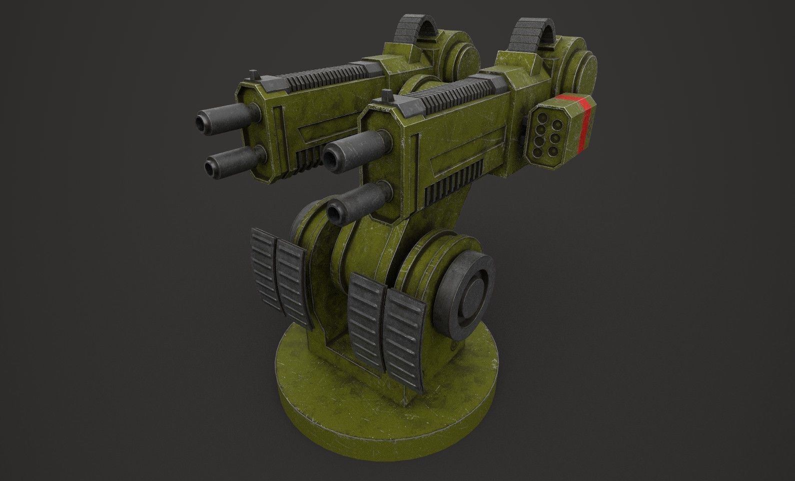 Turret Gun Low Poly PBR Machine Gun Low-poly 3D model_1