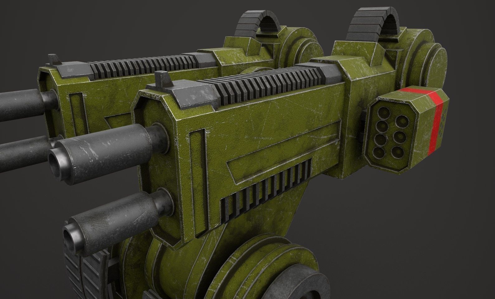 Turret Gun Low Poly PBR Machine Gun Low-poly 3D model_2