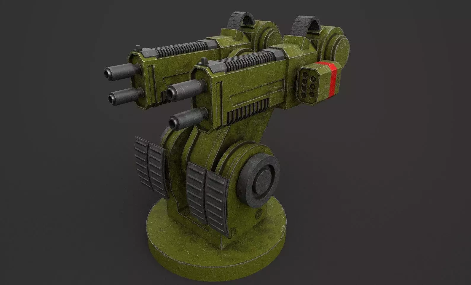Turret Gun Low Poly PBR Machine Gun Low-poly 3D model_0