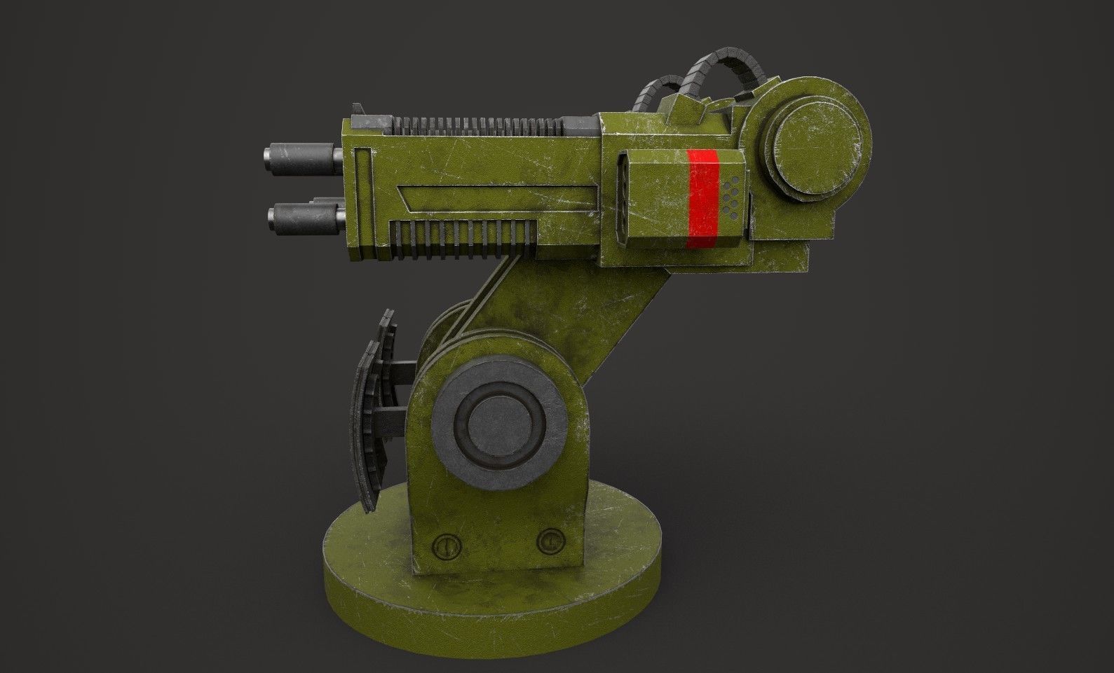 Turret Gun Low Poly PBR Machine Gun Low-poly 3D model_3
