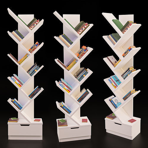 Mini Library  39 books Low-poly 3D model