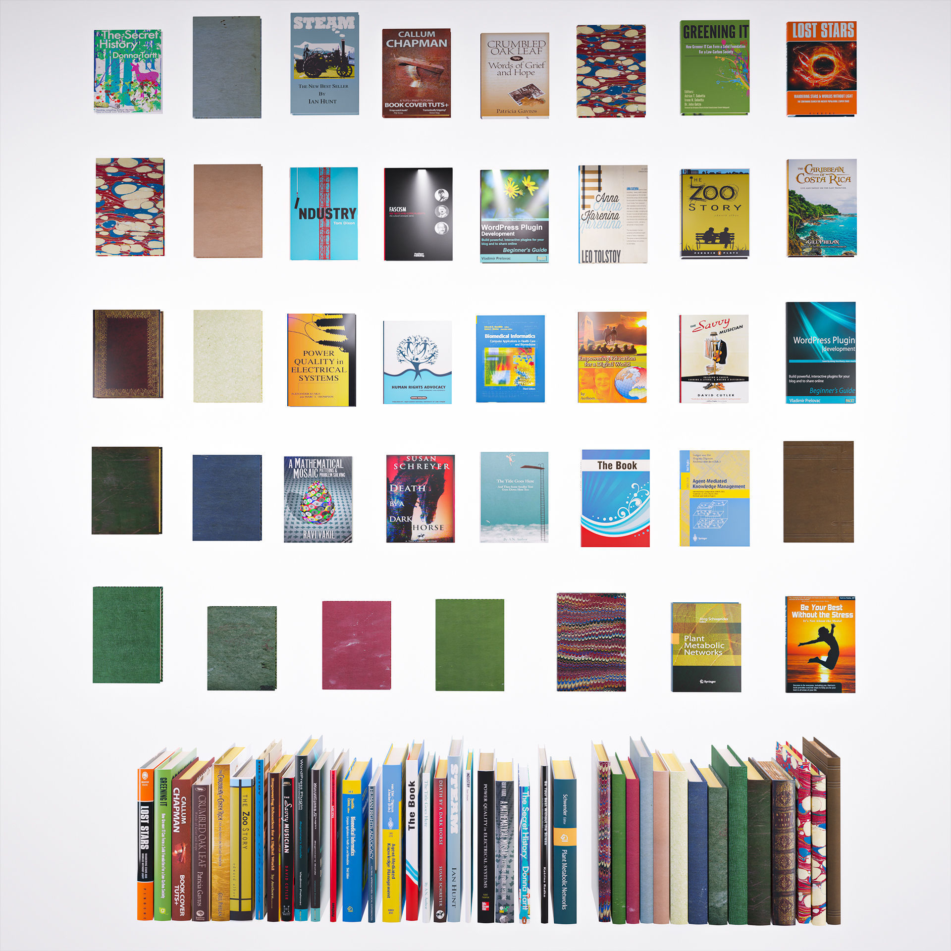 Mini Library  39 books Low-poly 3D model_1