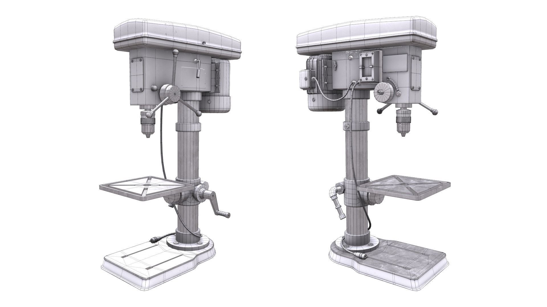 Vertical drill machine Low-poly 3D model_12