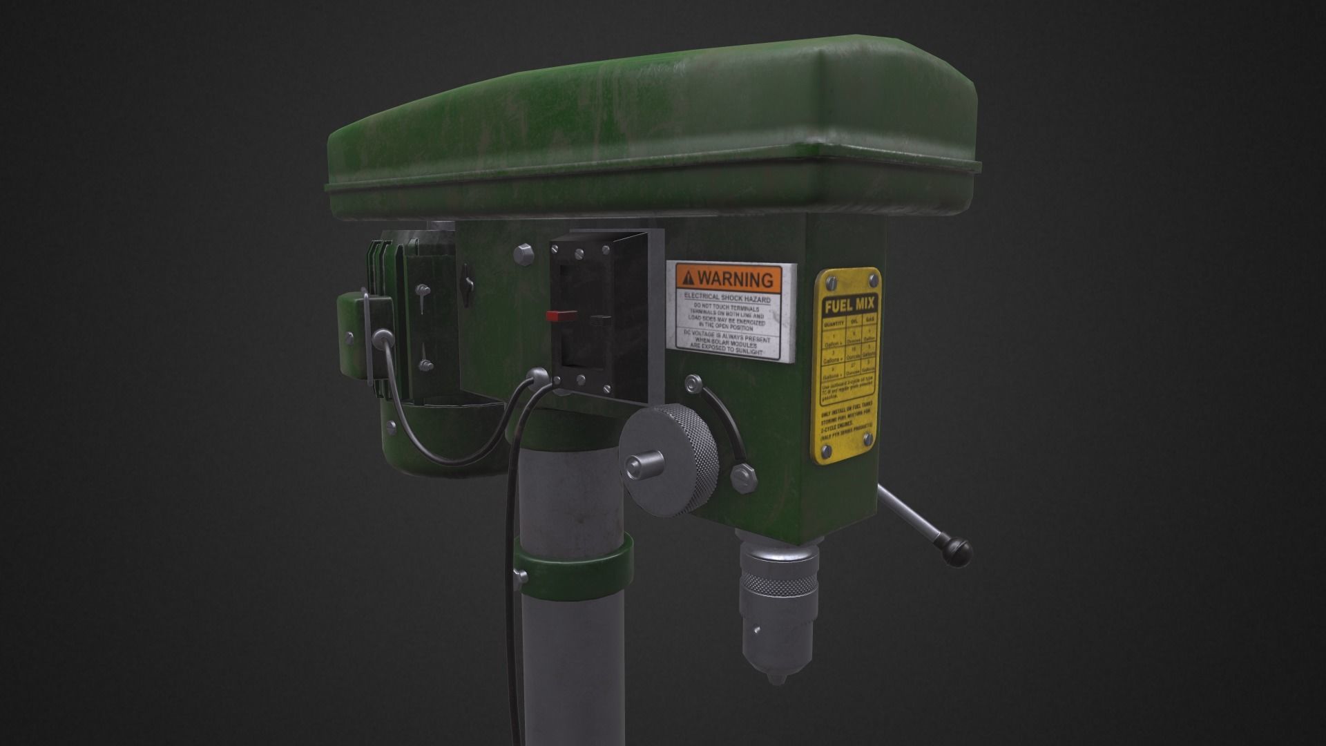 Vertical drill machine Low-poly 3D model_9