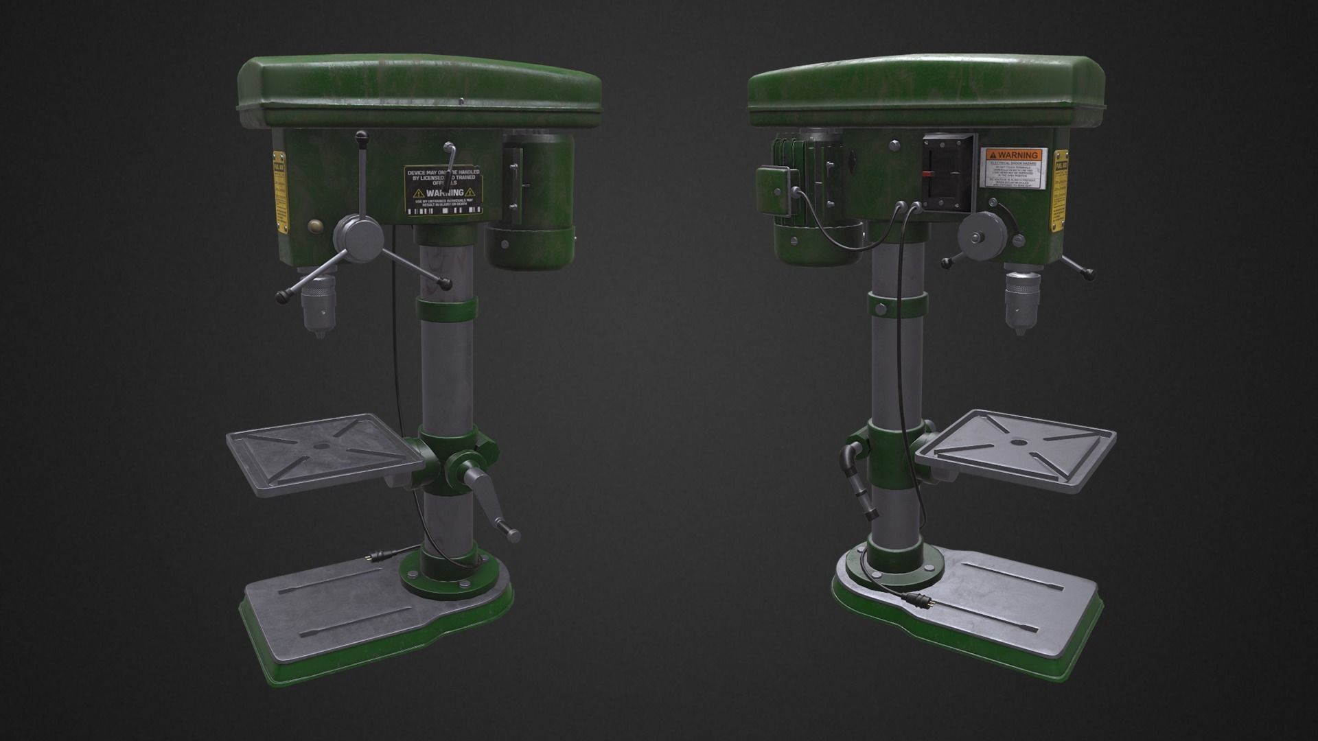 Vertical drill machine Low-poly 3D model_4