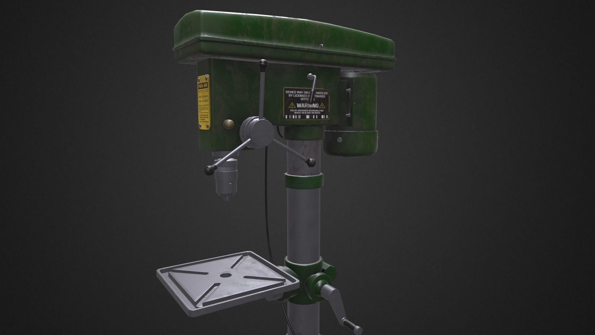 Vertical drill machine Low-poly 3D model_7