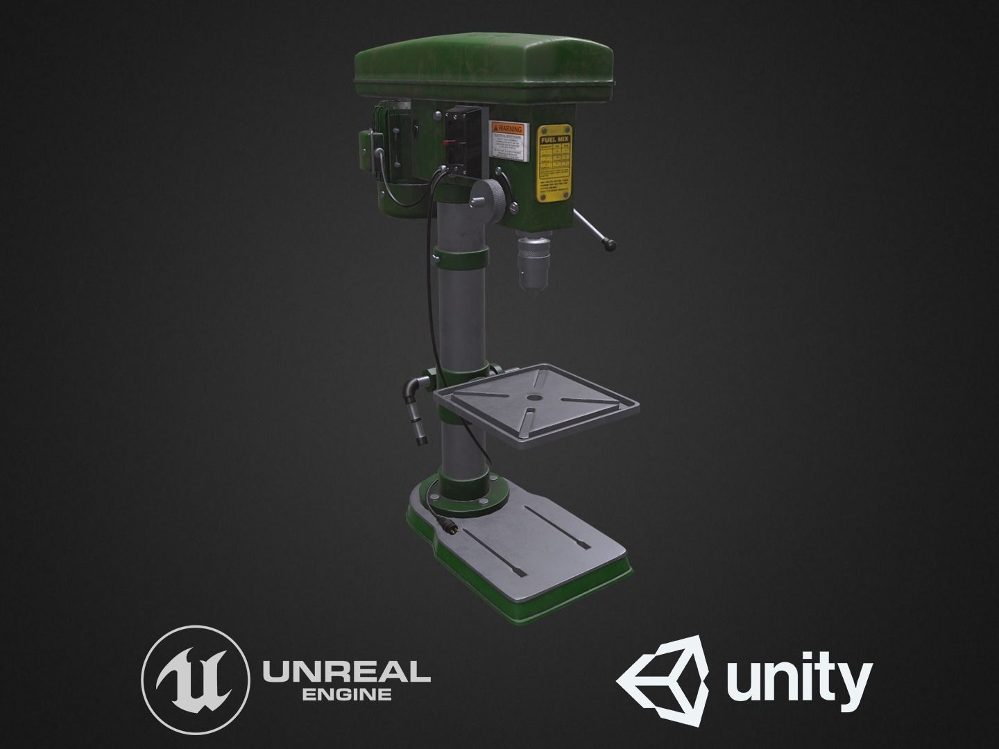 Vertical drill machine Low-poly 3D model_2
