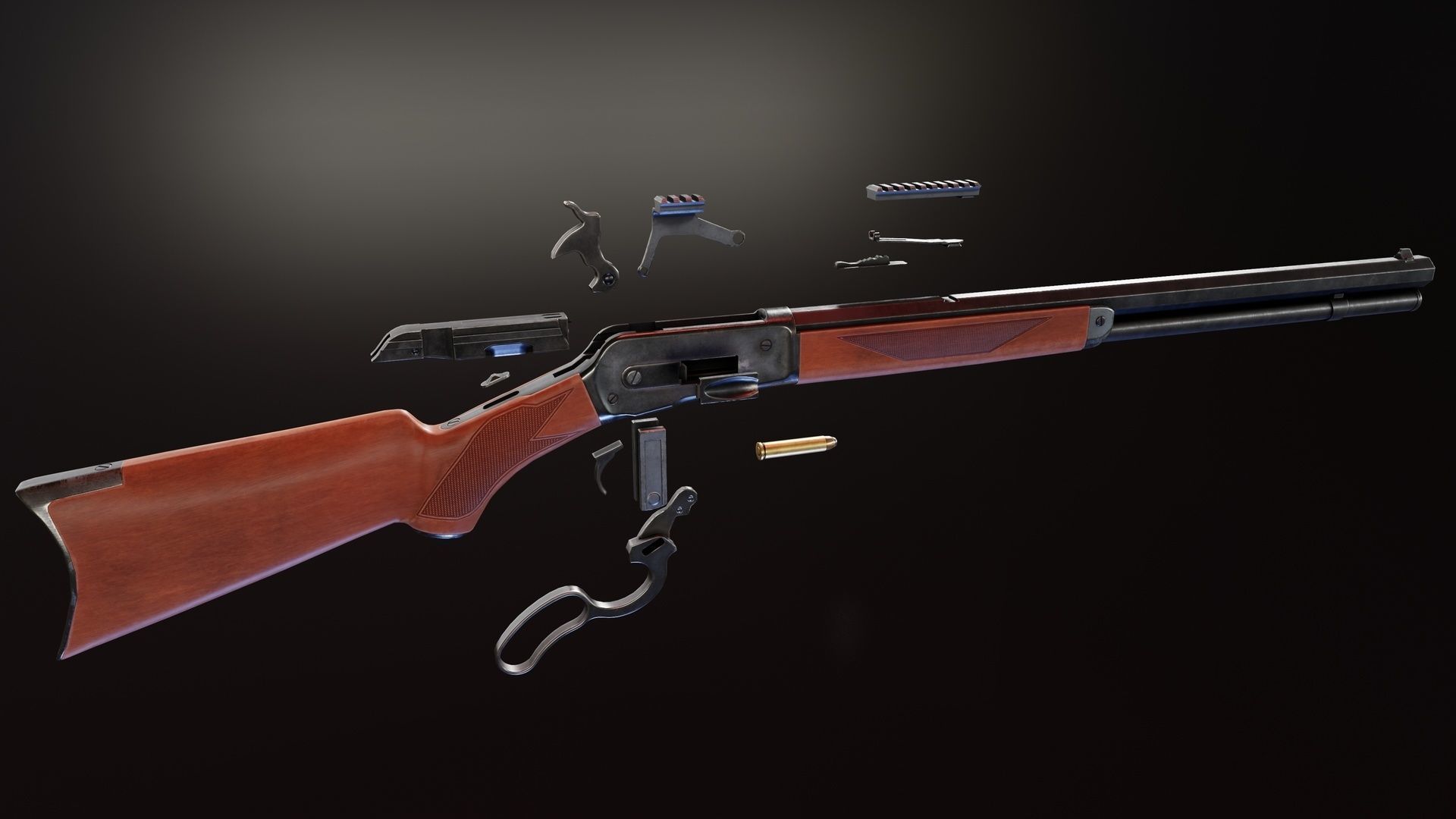 Winchester Model 1886 Low-poly 3D model_3