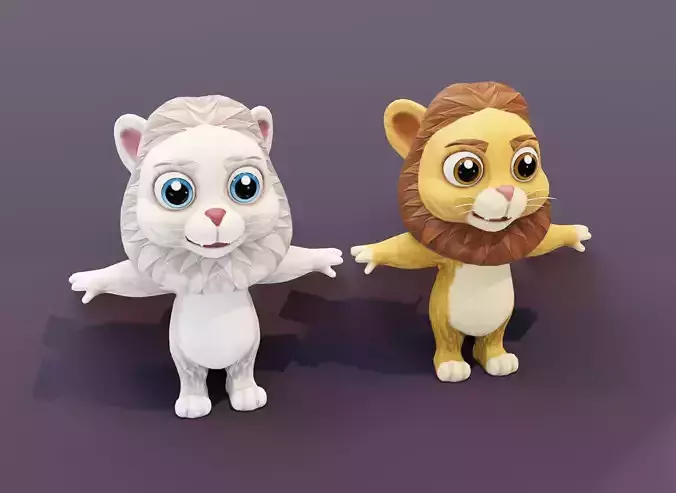 Cartoon Lion Animated 3D Models Low-poly 3D model