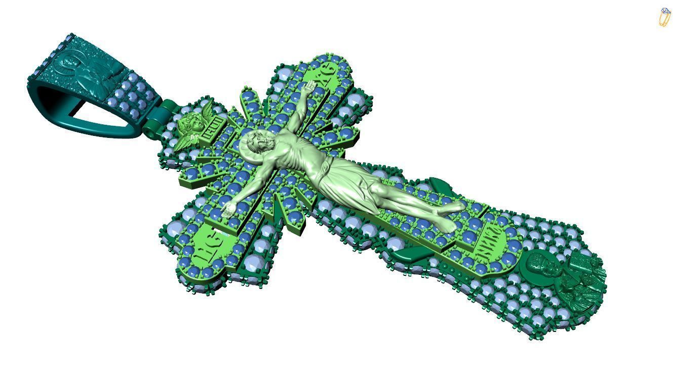 Cross orthodox full diamond 3D print model_3