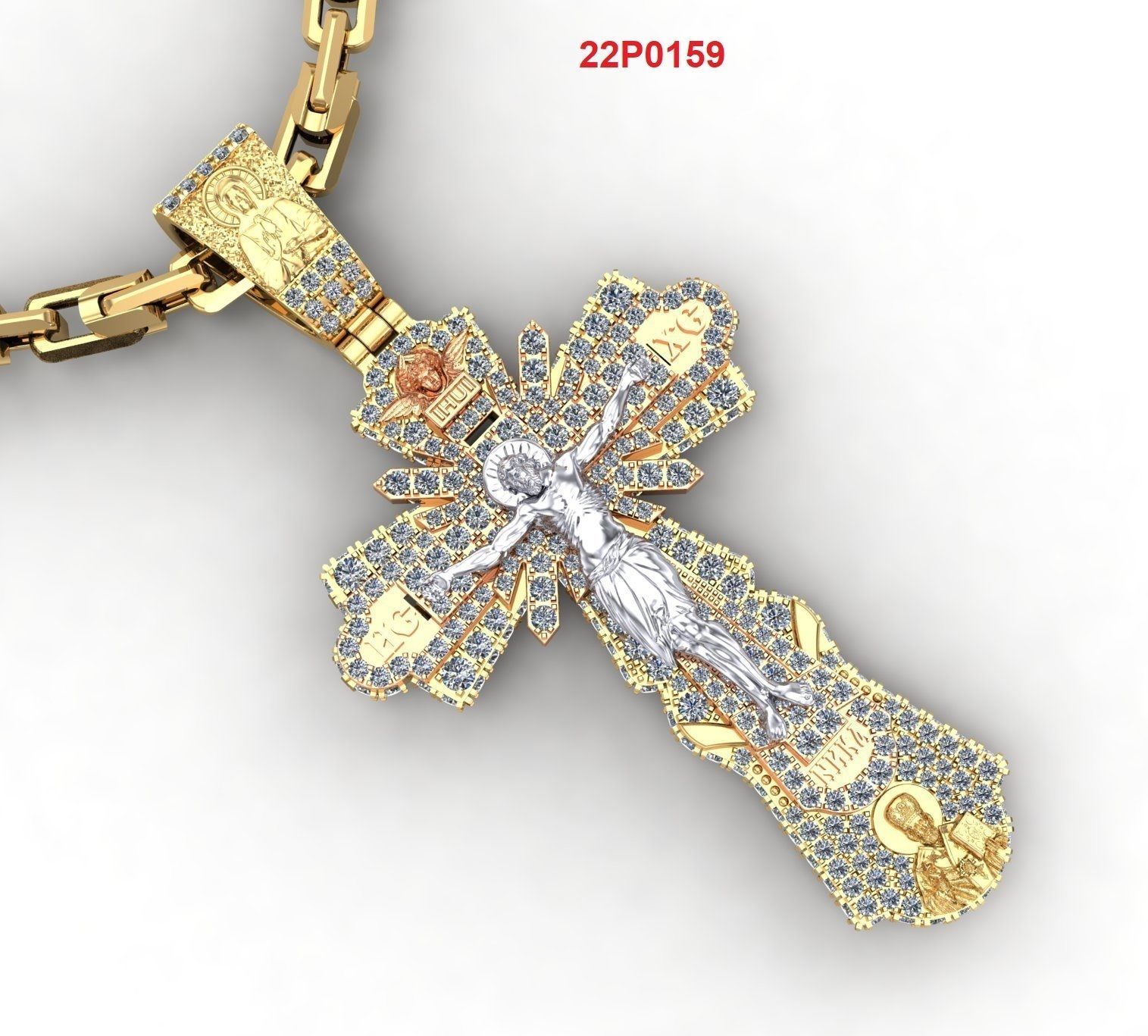 Cross orthodox full diamond 3D print model_1