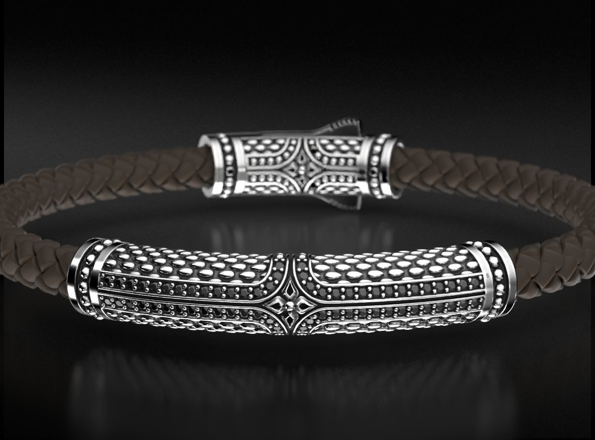 Stylish vintage bracelet with black onyx 743 3D print model_8