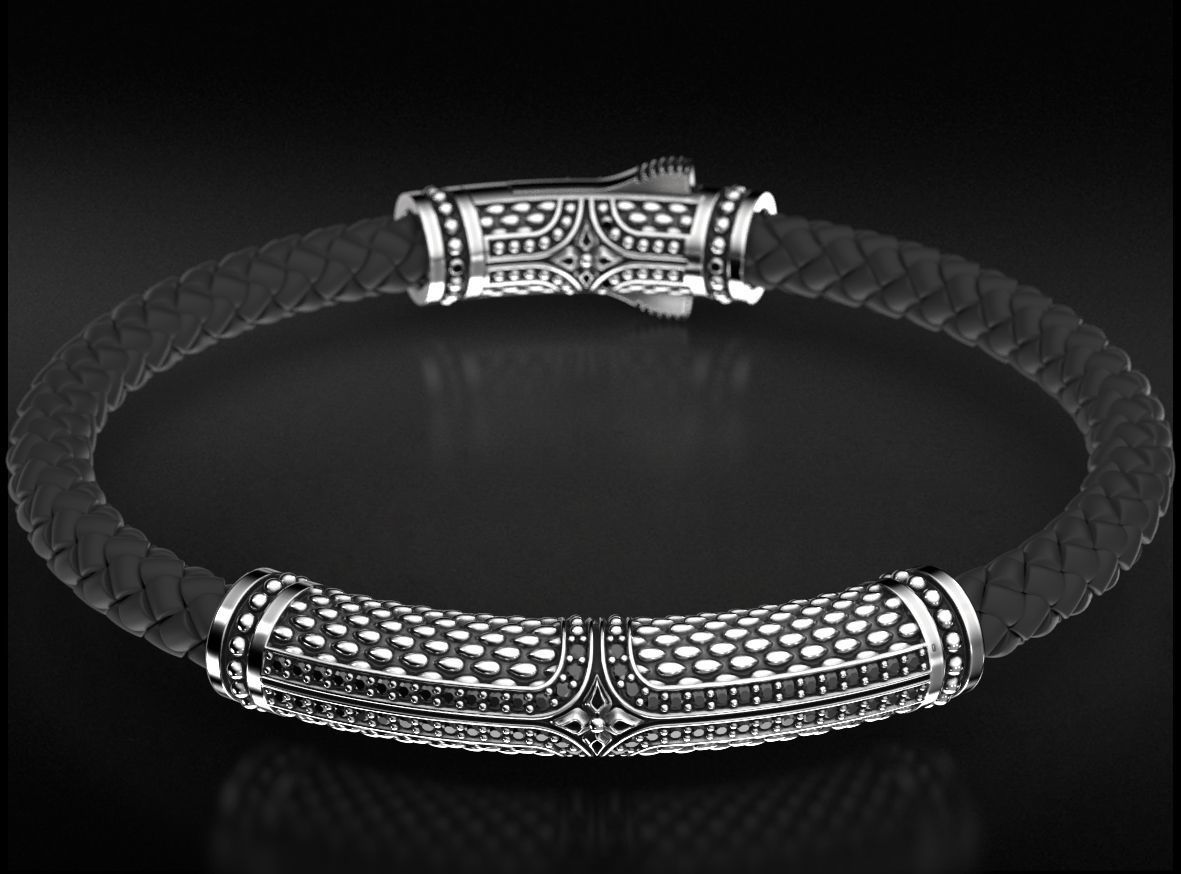 Stylish vintage bracelet with black onyx 743 3D print model_3