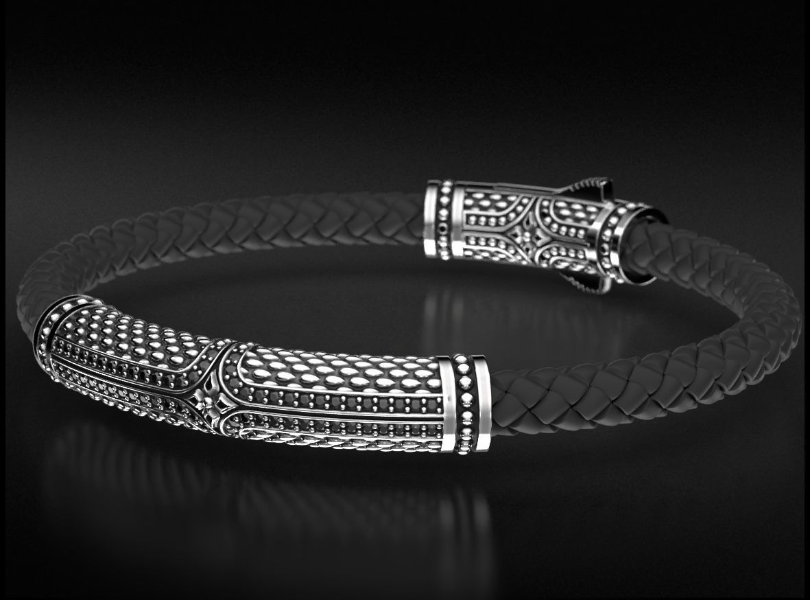 Stylish vintage bracelet with black onyx 743 3D print model_5