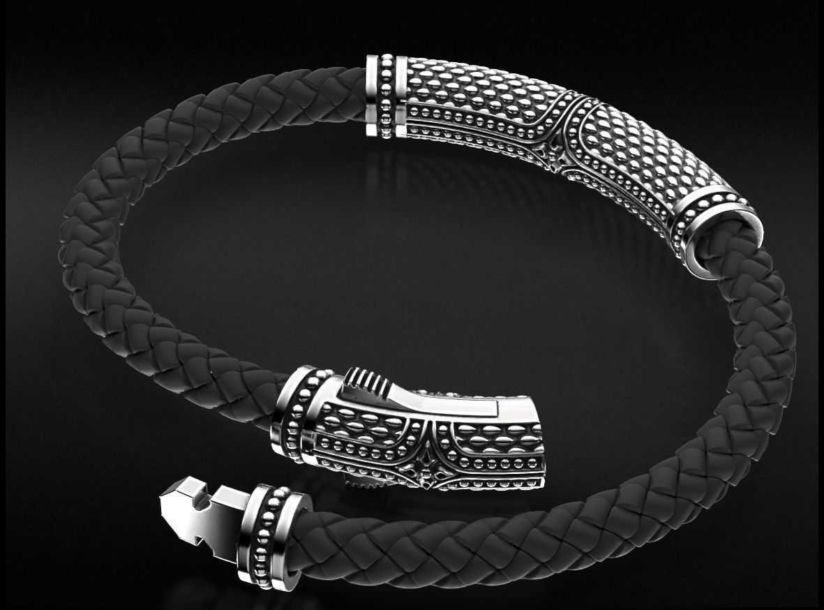 Stylish vintage bracelet with black onyx 743 3D print model_12