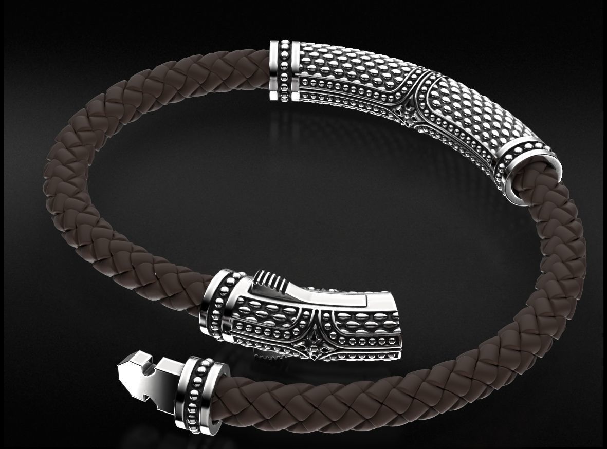 Stylish vintage bracelet with black onyx 743 3D print model_11