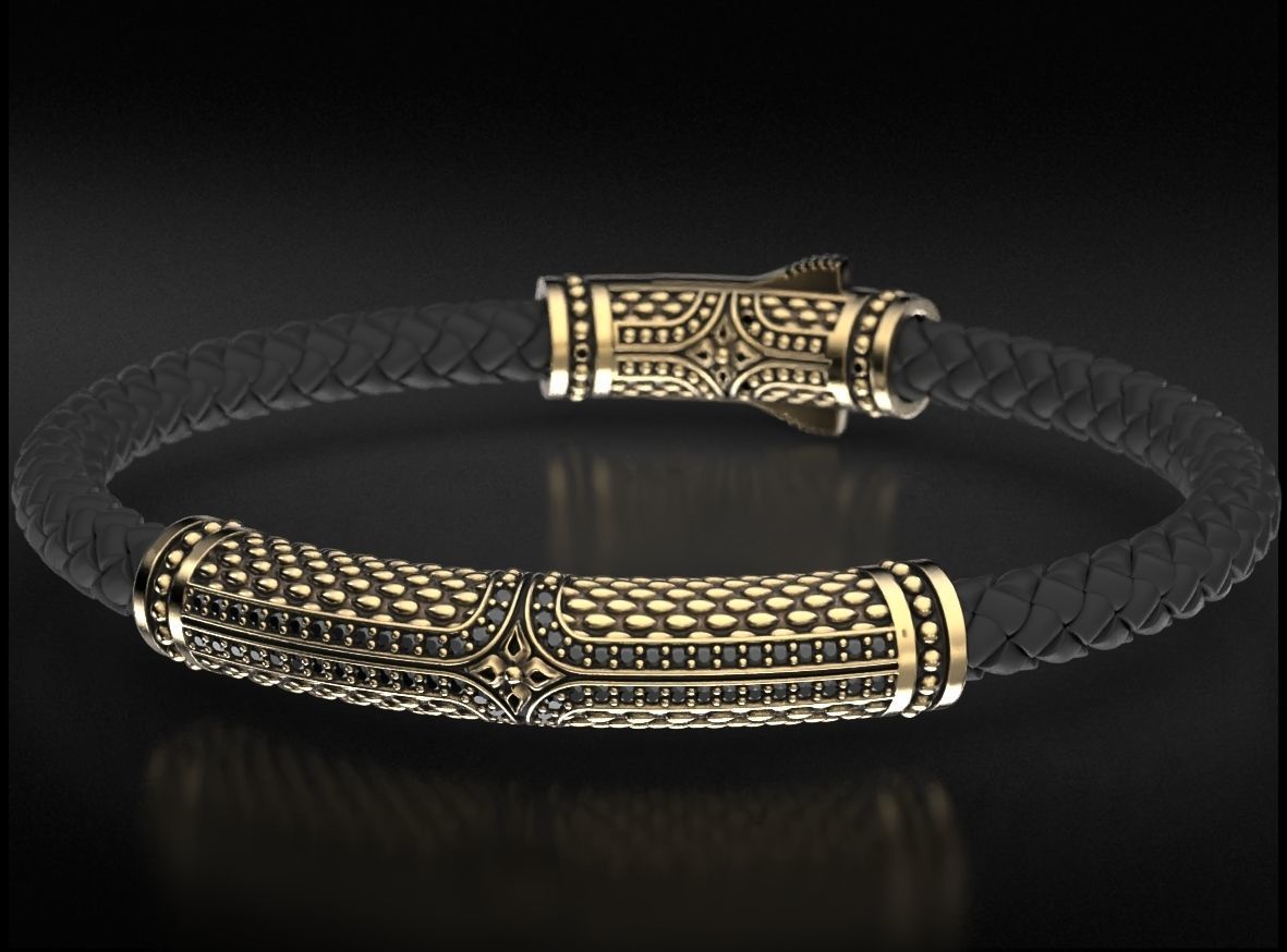 Stylish vintage bracelet with black onyx 743 3D print model_4