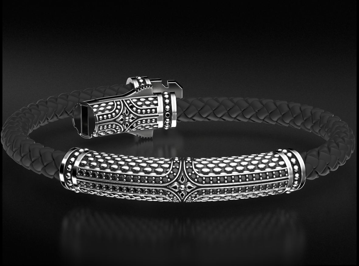 Stylish vintage bracelet with black onyx 743 3D print model_13