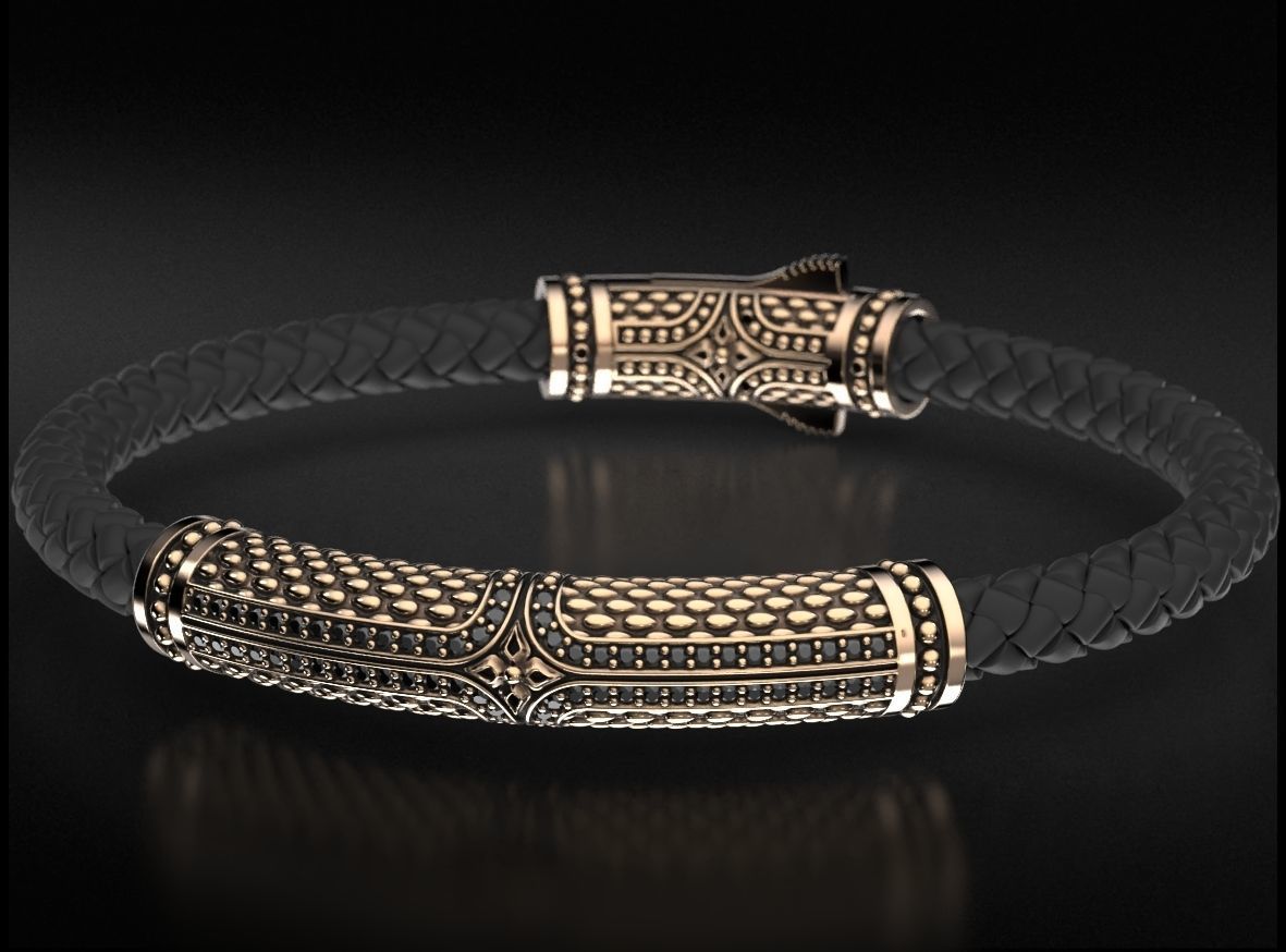 Stylish vintage bracelet with black onyx 743 3D print model_7