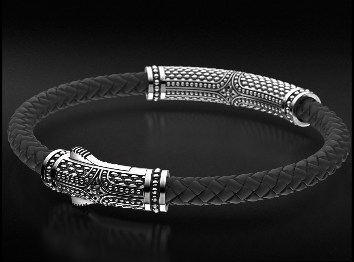 Stylish vintage bracelet with black onyx 743 3D print model_6