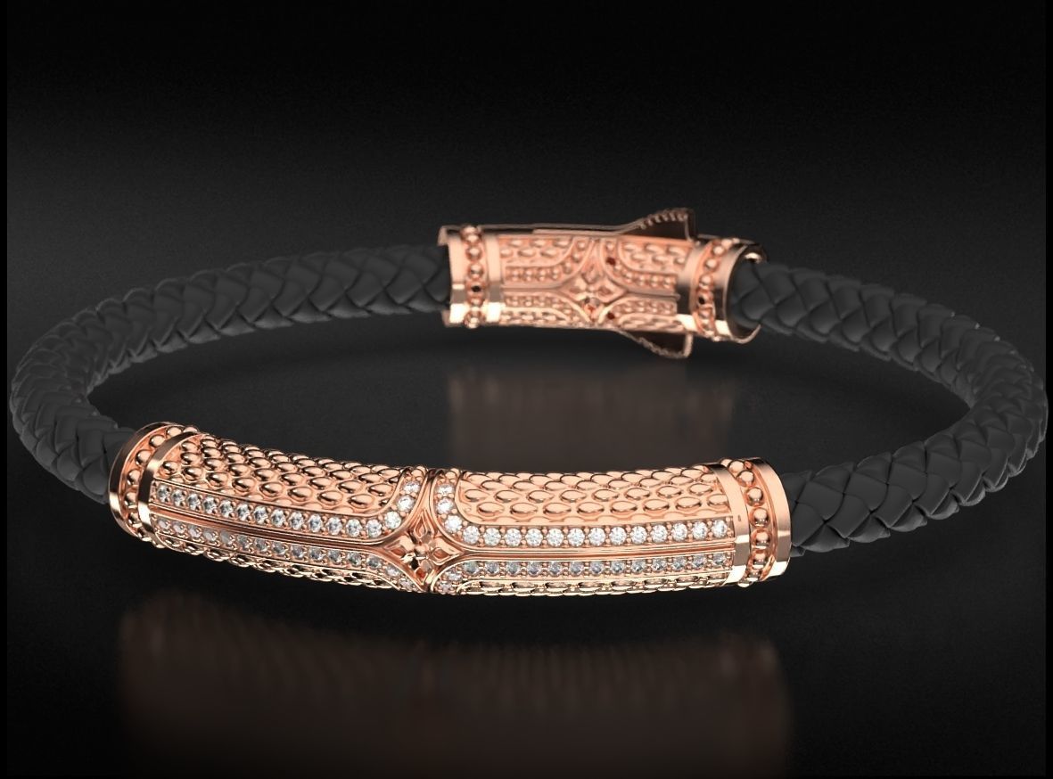 Stylish vintage bracelet with black onyx 743 3D print model_2