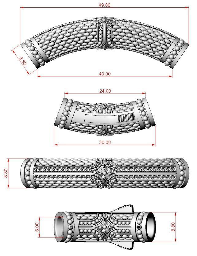 Stylish vintage bracelet with black onyx 743 3D print model_14